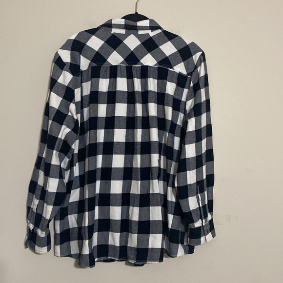 Lands' End Black White Plaid Shirt flannel women 2X oeko-Tex soft cozy casual - Picture 3 of 8